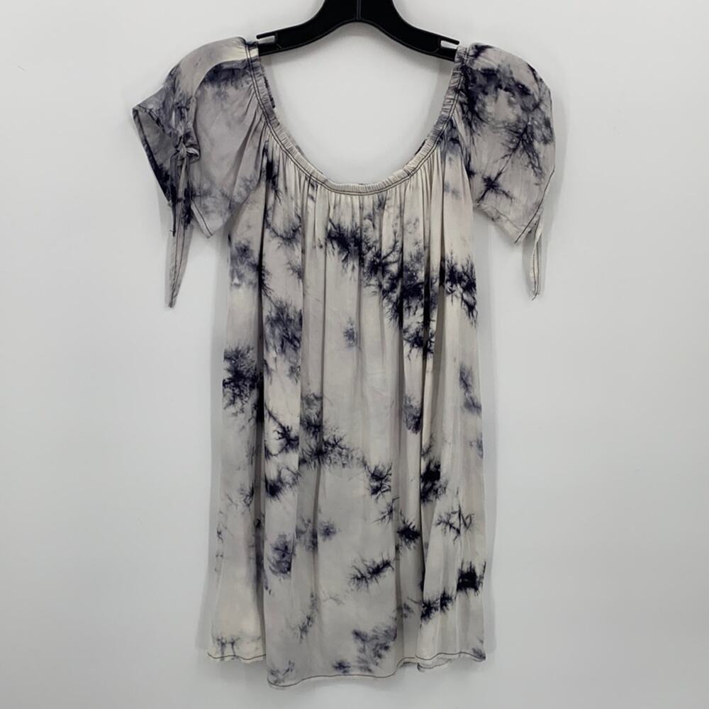 Hopely Women's Black & Gray Off Shoulder Tie Die Tunic Top/ dress Size Small